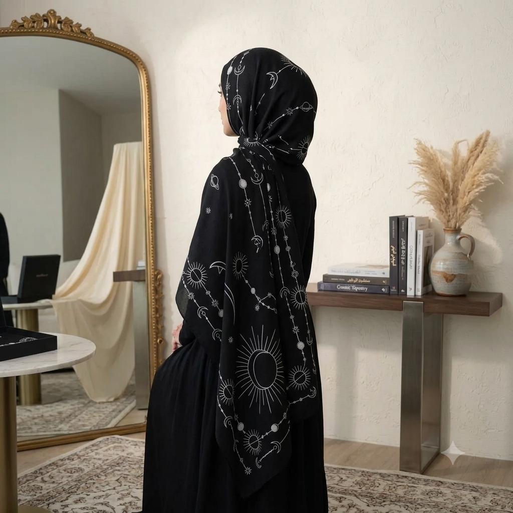• Space Print Hijab