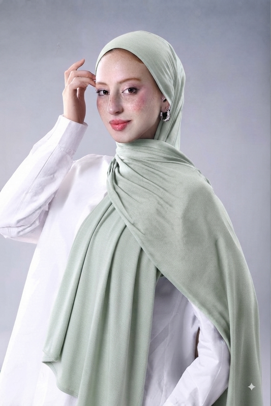 Dusty Green stretch jersey two-piece