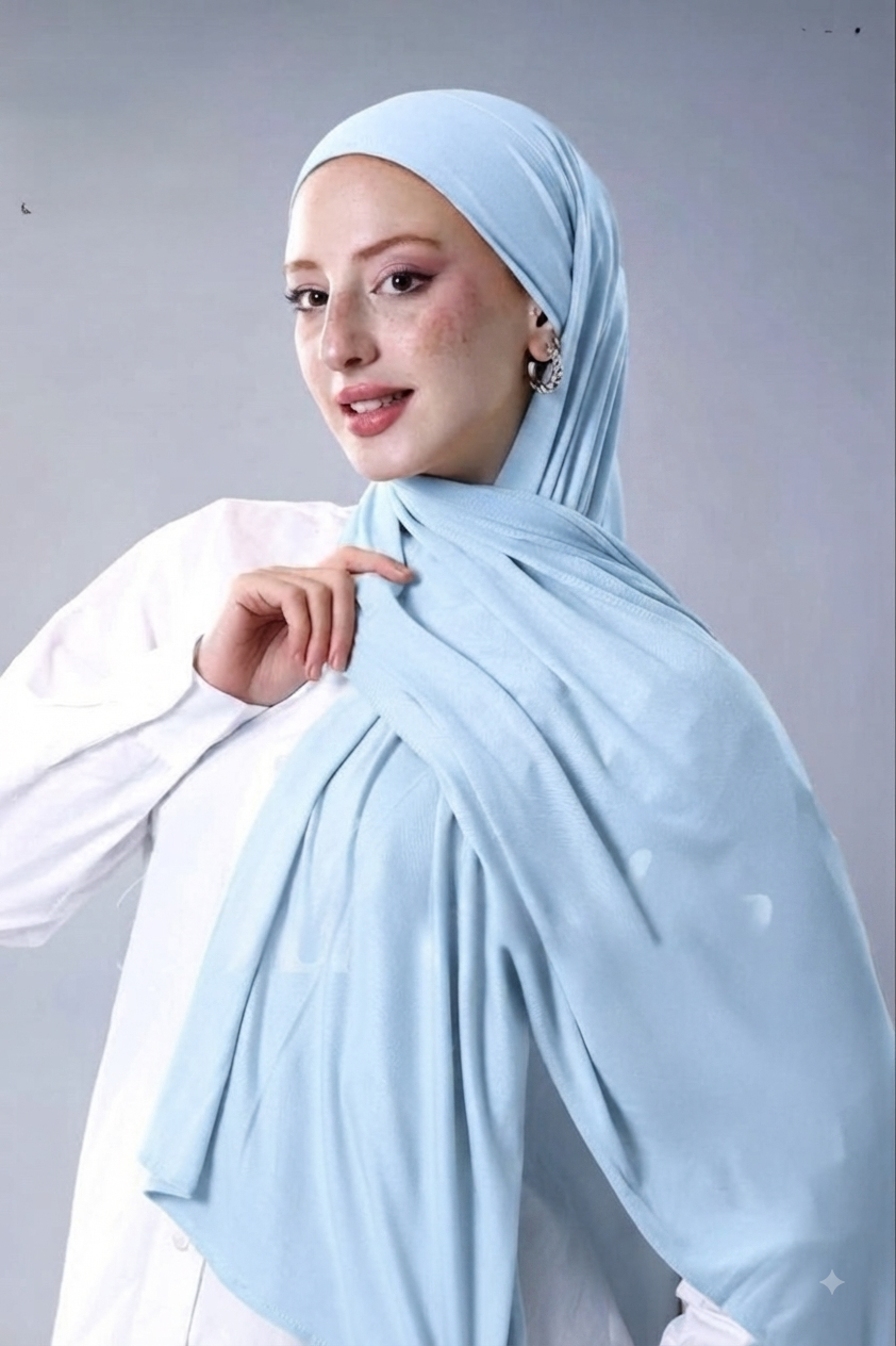 Baby Blue Soft jersey stretch two-piece