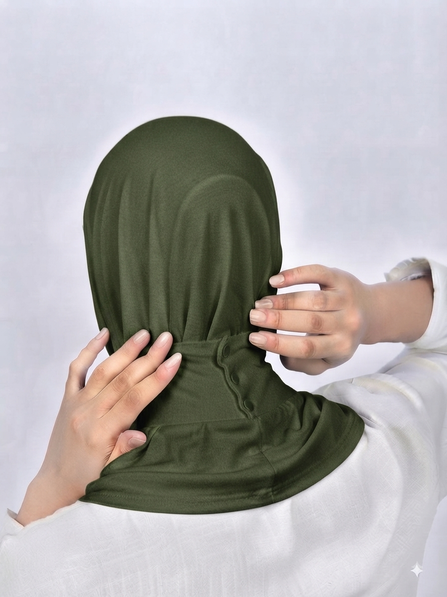 Olive green, easy wear hijab one piece