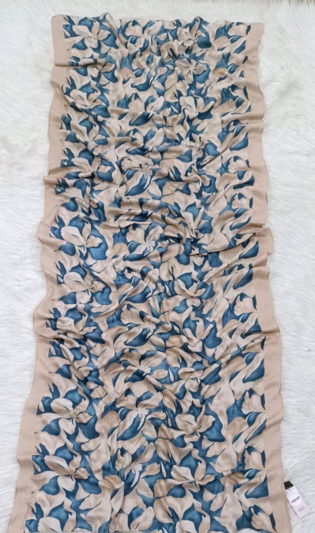 Champagne & Navy Abstract Blossom model hijab