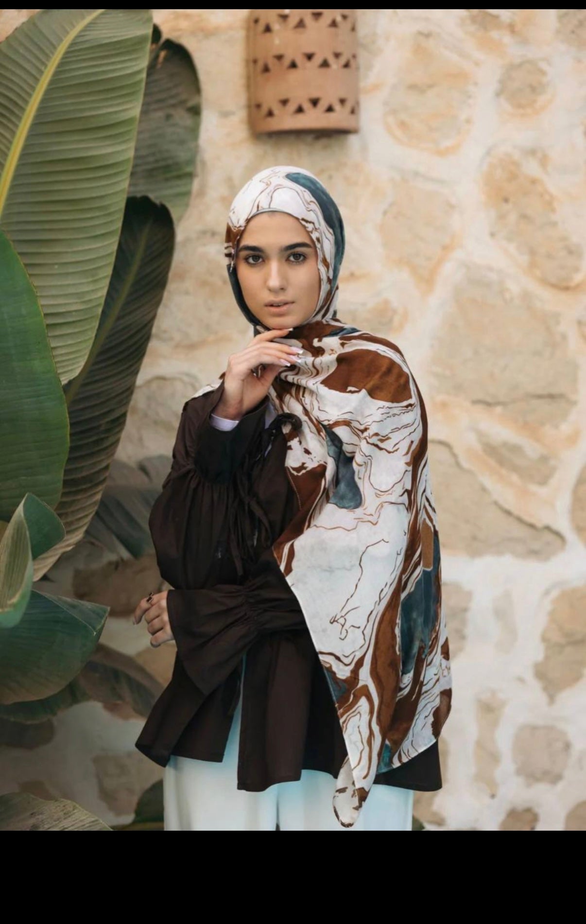-Tone Abstract Marble Hijab
