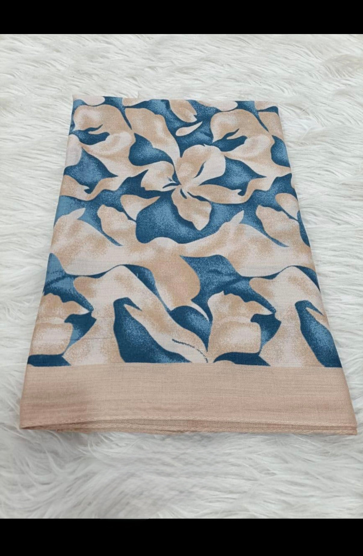 Champagne & Navy Abstract Blossom model hijab